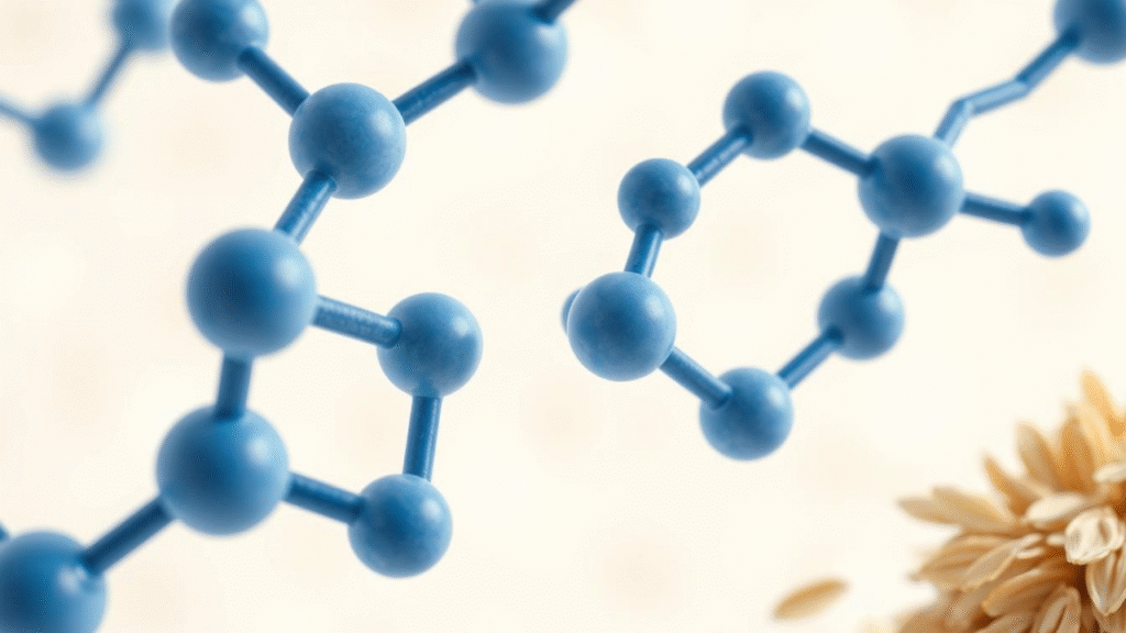 Illustration einer Molekülstruktur mit Hafer – symbolisch für Beta-Glucan und seine gesundheitliche Wirkung